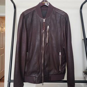 All Saints Kino Bomber Jacket Oxblood Red